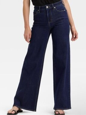 Universal Thread High-Rise Wide-Leg Jeans in Dark Blue